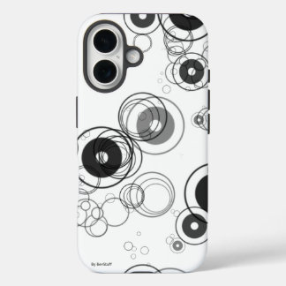 Black & White Abstract Geometric Circle Pattern iPhone 16 Case