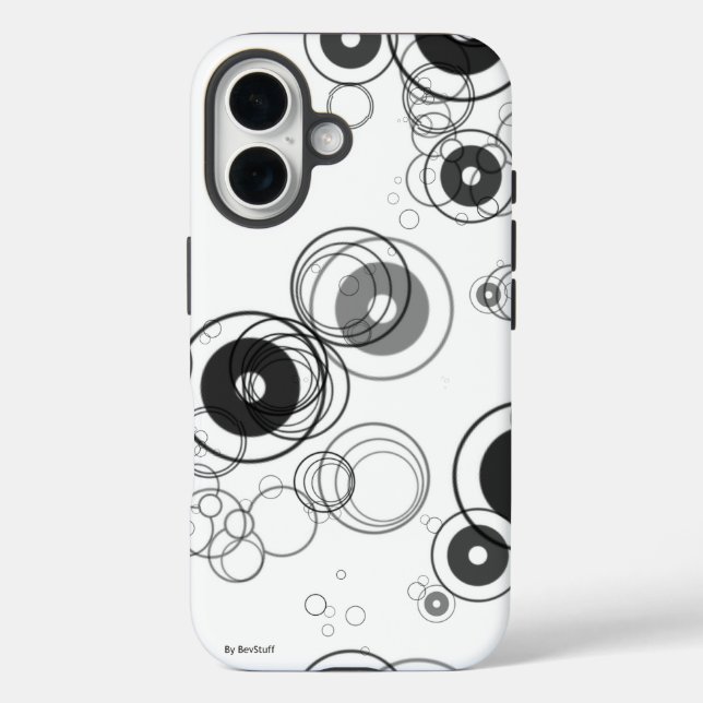  Black & White Abstract Geometric Circle Pattern  Case-Mate iPhone Case (Back)