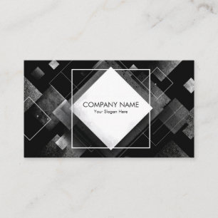 Black White Abstract Geometric Diamond Texture Business Card