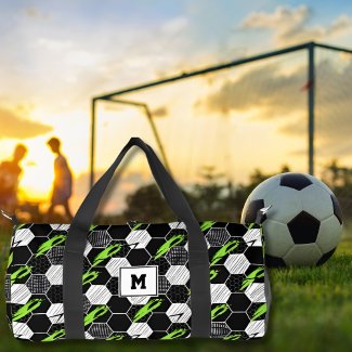 Black & White Abstract Geometric Soccer Sports