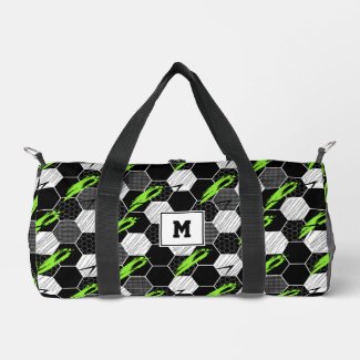 Black & White Abstract Geometric Soccer Sports