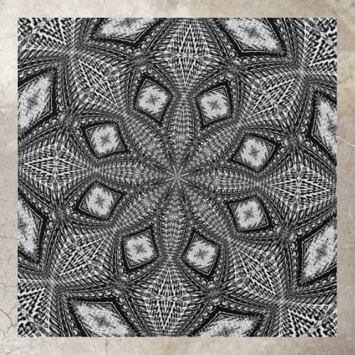 Black  White Abstract Kaledascope  Floor Decals