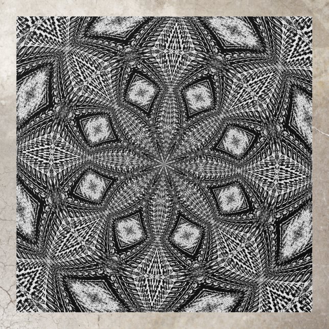 Black & White Abstract Kaledascope  Floor Decals (Insitu)