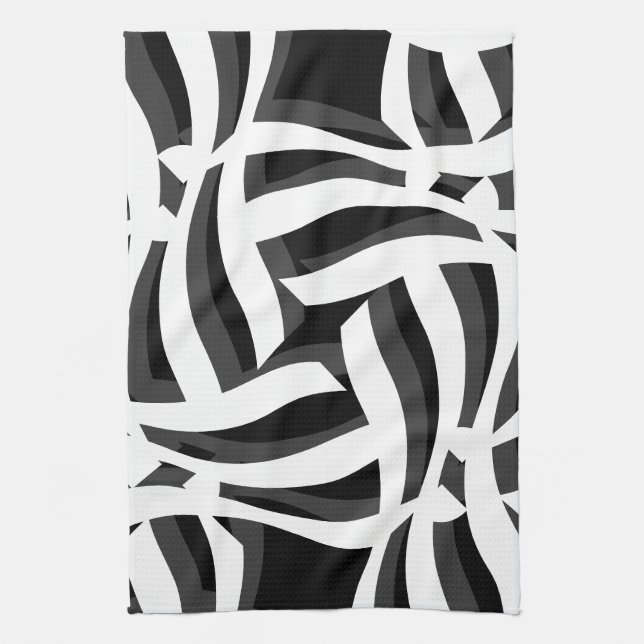 Black White Abstract Kitchen Towel (Vertical)