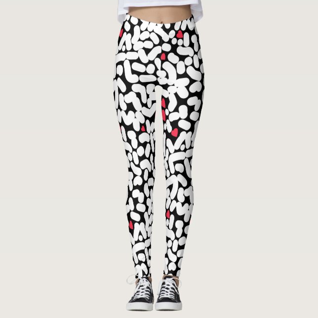 Black white abstract leggings (Front)