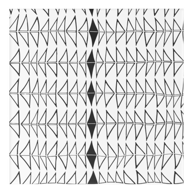 Black White Abstract Lines Shapes Quirky Pattern Acrylic Print (Front)