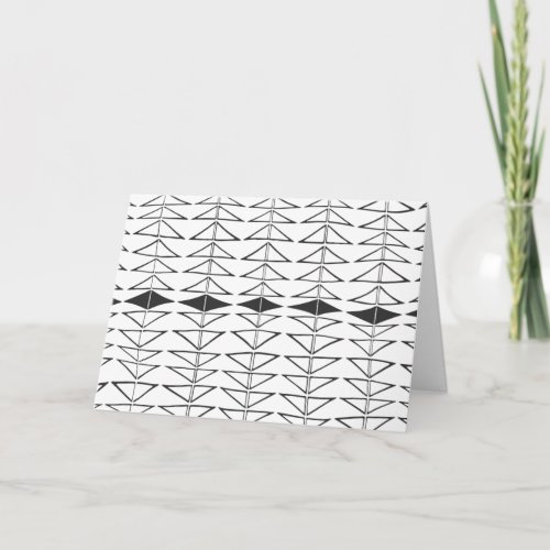 Black White Abstract Lines Shapes Quirky Pattern Card