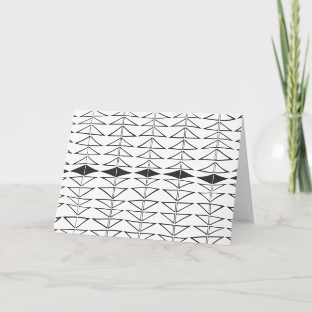 Black White Abstract Lines Shapes Quirky Pattern Card (Front)