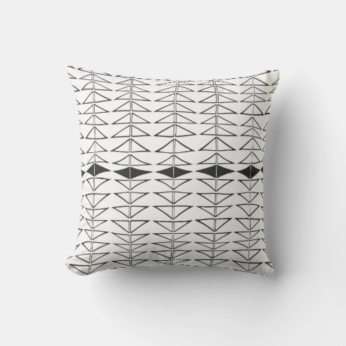 Black White Abstract Lines Shapes Quirky Pattern Throw Pillow