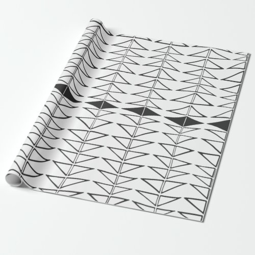 Black White Abstract Lines Shapes Quirky Pattern Wrapping Paper