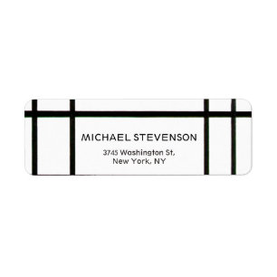 Black White Abstract Lines Unique Label