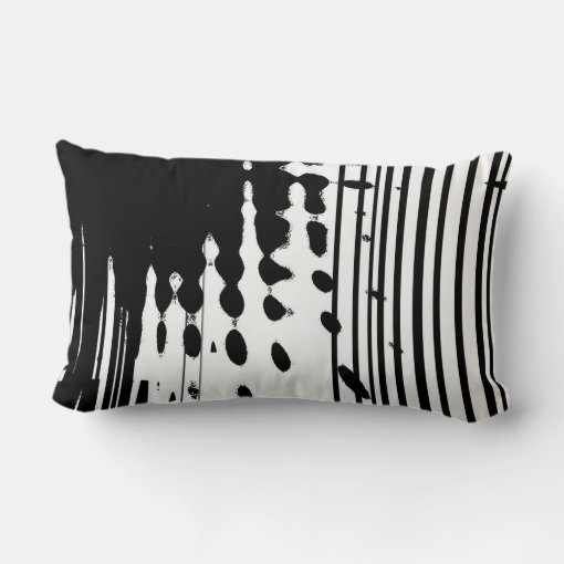 Black & white abstract lumbar pillow Zazzle