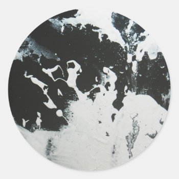 Black & White Abstract Marble Design Illustration Classic Round Sticker by Botuqueandco at Zazzle