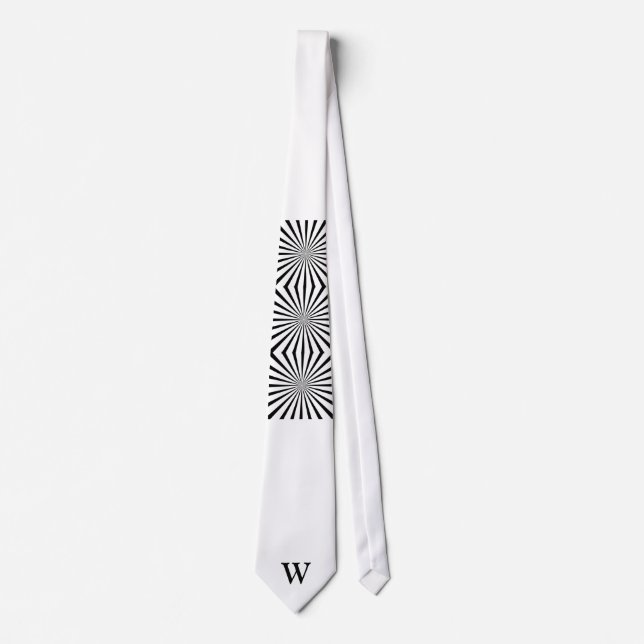 Black & White Abstract  Monogram  Neck Tie (Front)