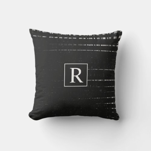 Black White Abstract Monograms Rustic Vintage Outdoor Pillow