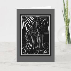 Black White Abstract Nativity Religious Christmas Holiday Card