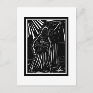 Black White Abstract Nativity Religious Christmas Holiday Postcard