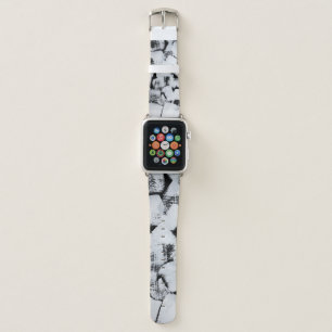Black white, abstract painted canvas. apple watch band
