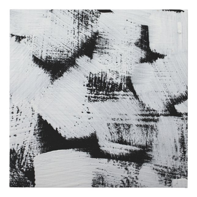 Black white, abstract painted canvas. faux canvas print (Front)