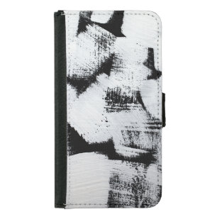 Black white, abstract painted canvas. samsung galaxy s5 wallet case