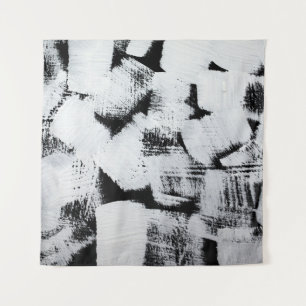 Black white, abstract painted canvas. tapestry