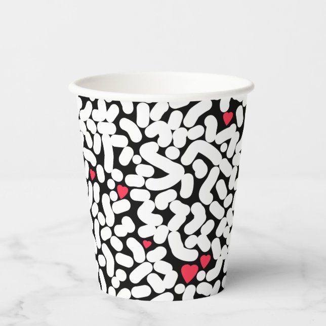 Black white abstract paper cup (Front)
