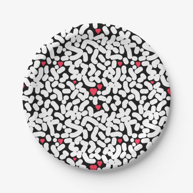 Black white abstract paper cup plates (Front)