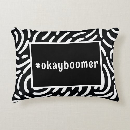 Black White Abstract Pattern Hashtag Dorm Room Accent Pillow