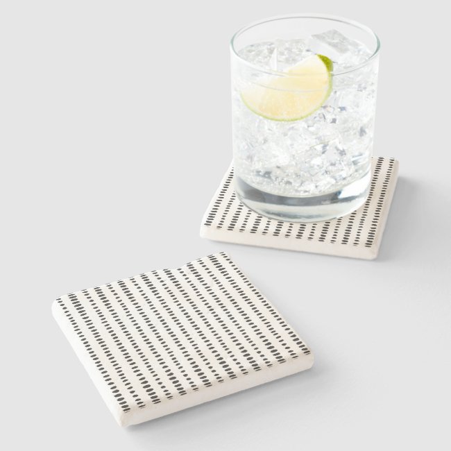 Black & White Abstract Pattern Limestone Coaster
