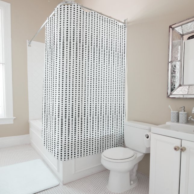 Black & White Abstract Pattern Shower Curtain (In Situ)