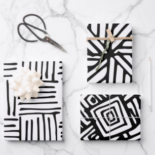 Black & White Abstract Pattern Wrapping Paper Sheets