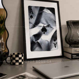 Black & White Abstract Poker Wall Art Minimalist