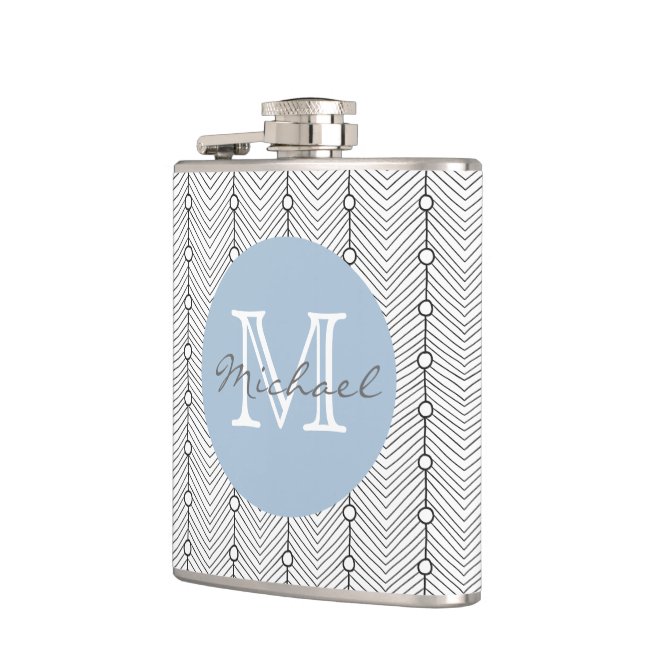 Black & White Abstract Retro Pattern Flask