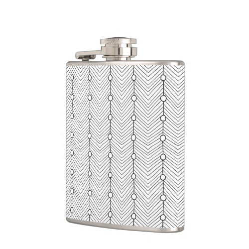 Black  White Abstract Retro Pattern Flask