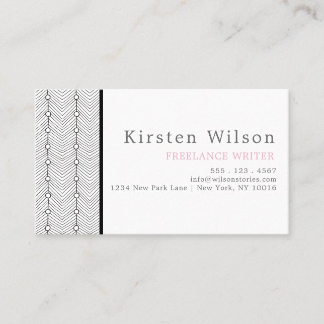 Black & White Abstract Retro Print Business Card (Front)
