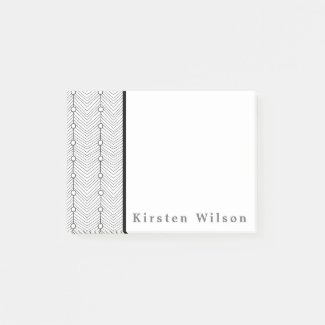 Black & White Abstract Retro Print Personalized Post-it Notes