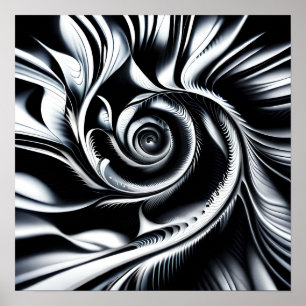 Black & White Abstract Rose Poster