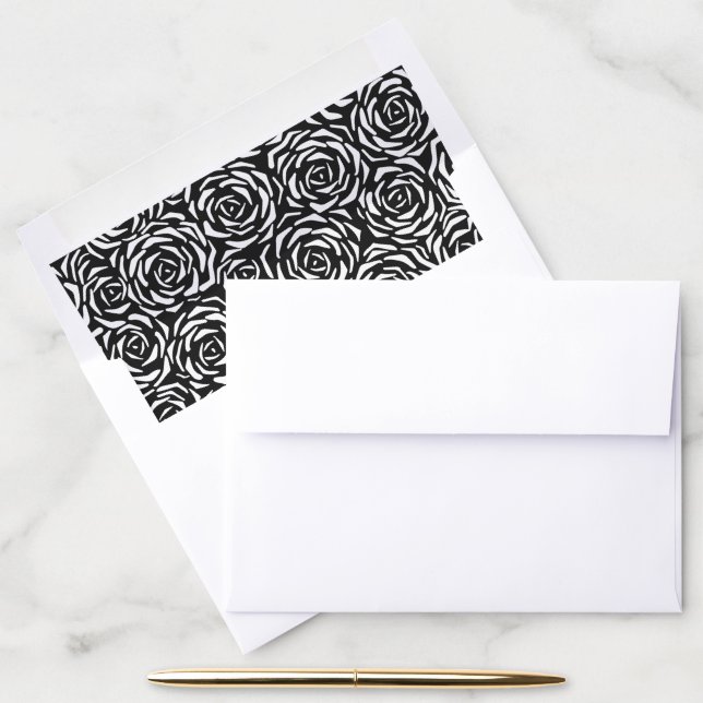 Black & White Abstract Roses Envelope Liner (Desk)