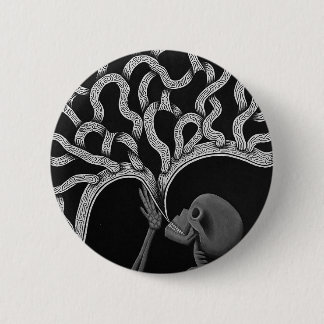 Black & White Abstract Skeleton Drawing Button