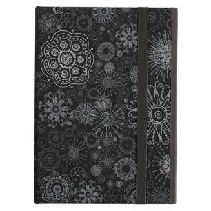 Black & White Abstract Snowflake Variety Pattern Cover For iPad Air