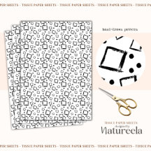 Black White Abstract Squares Collage Tissue Paper
