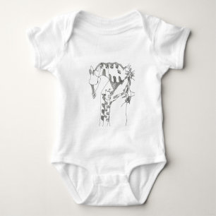 Black & white abstract stick tapestries wood wall baby bodysuit