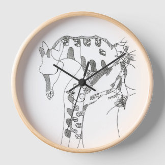 Black & white abstract stick tapestries wood wall clock