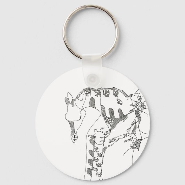Black & white abstract stick  tapestries wood wall keychain (Front)