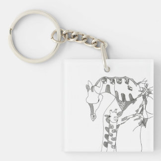 Black & white abstract stick tapestries wood wall keychain