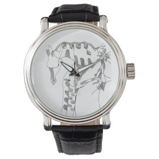 Black & white abstract stick tapestries wood wall watch
