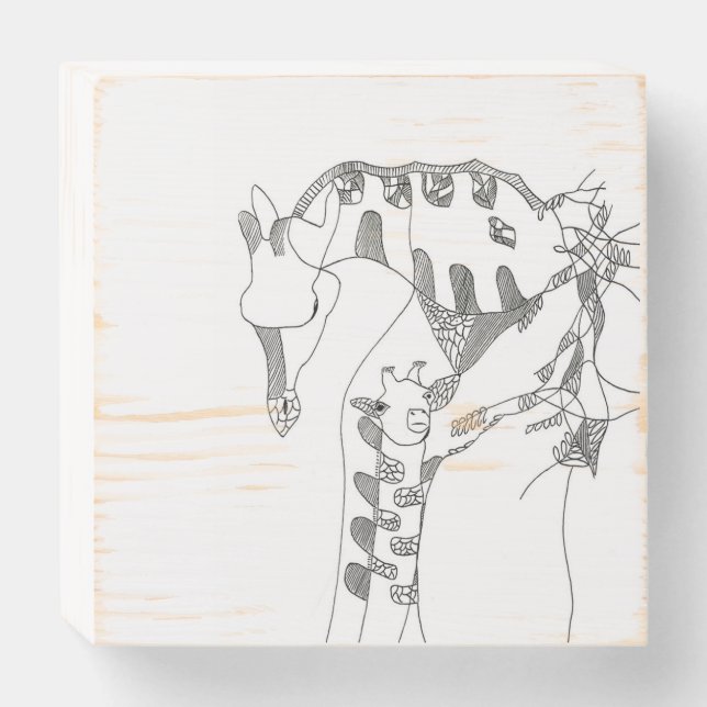 Black & white abstract stick  tapestries wood wall wooden box sign (Front Horizontal)
