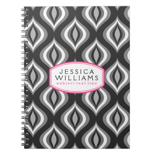 Black  White Abstract Teardrops Modern Pattern Notebook