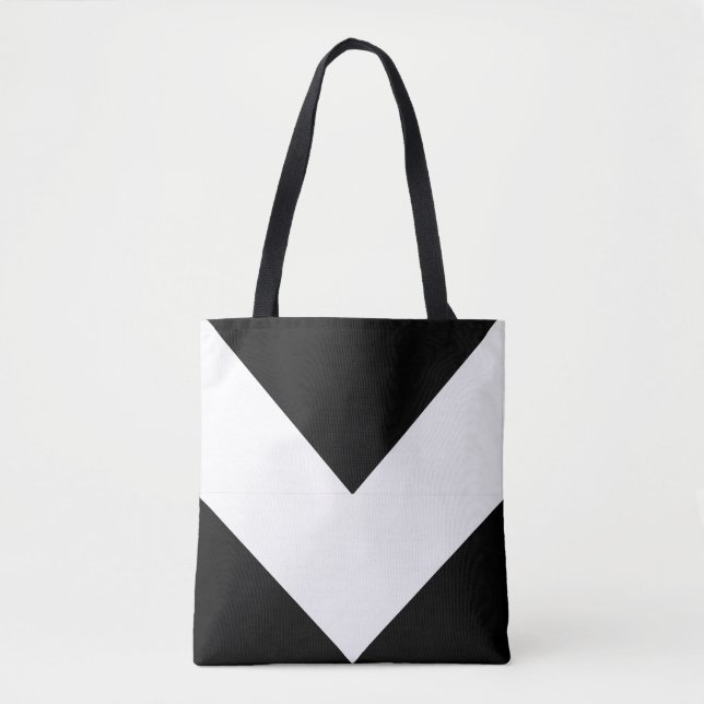 Black & White Abstract Triangle Geometric Shapes Tote Bag (Front)