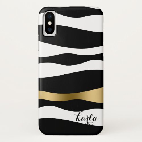 Black  White Abstract Zebra Stripes iPhone X Case
